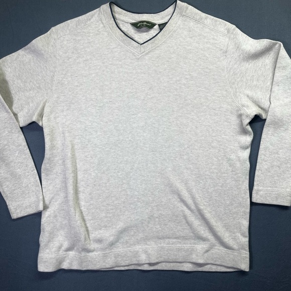 Eddie Bauer 100% Heavy Cotton Sweater Mens L Warm Casual Dad Grandpa 1437 - Picture 1 of 8